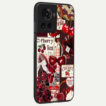  Aesthetic Cherry Tea back cover For OnePlus 10R slim fit glass case with vibrant aesthetic design