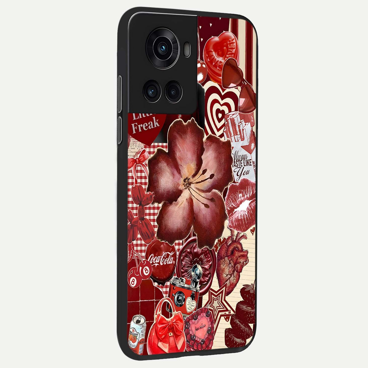  Aesthetic Little Freak back cover For OnePlus 10R slim fit glass case with vibrant aesthetic design