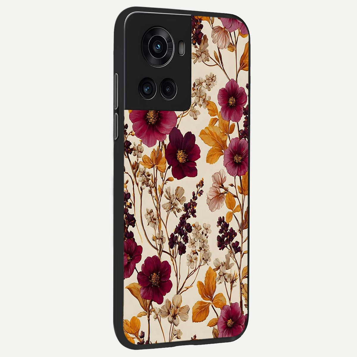  Autumn Wine Bloom back cover For OnePlus 10R slim fit glass case with vibrant aesthetic design
