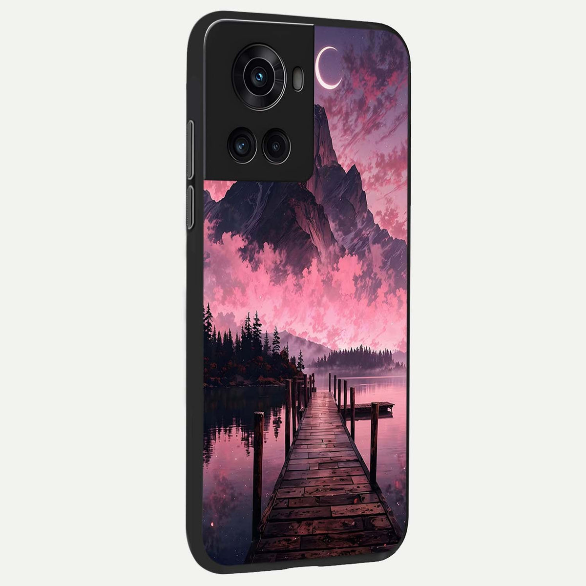  Beautiful Mountain View back cover For OnePlus 10R slim fit glass case with vibrant aesthetic design