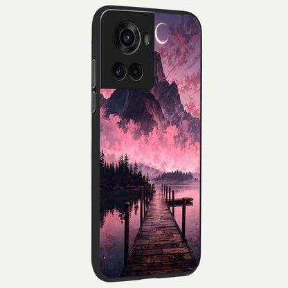  Beautiful Mountain View back cover For OnePlus 10R slim fit glass case with vibrant aesthetic design