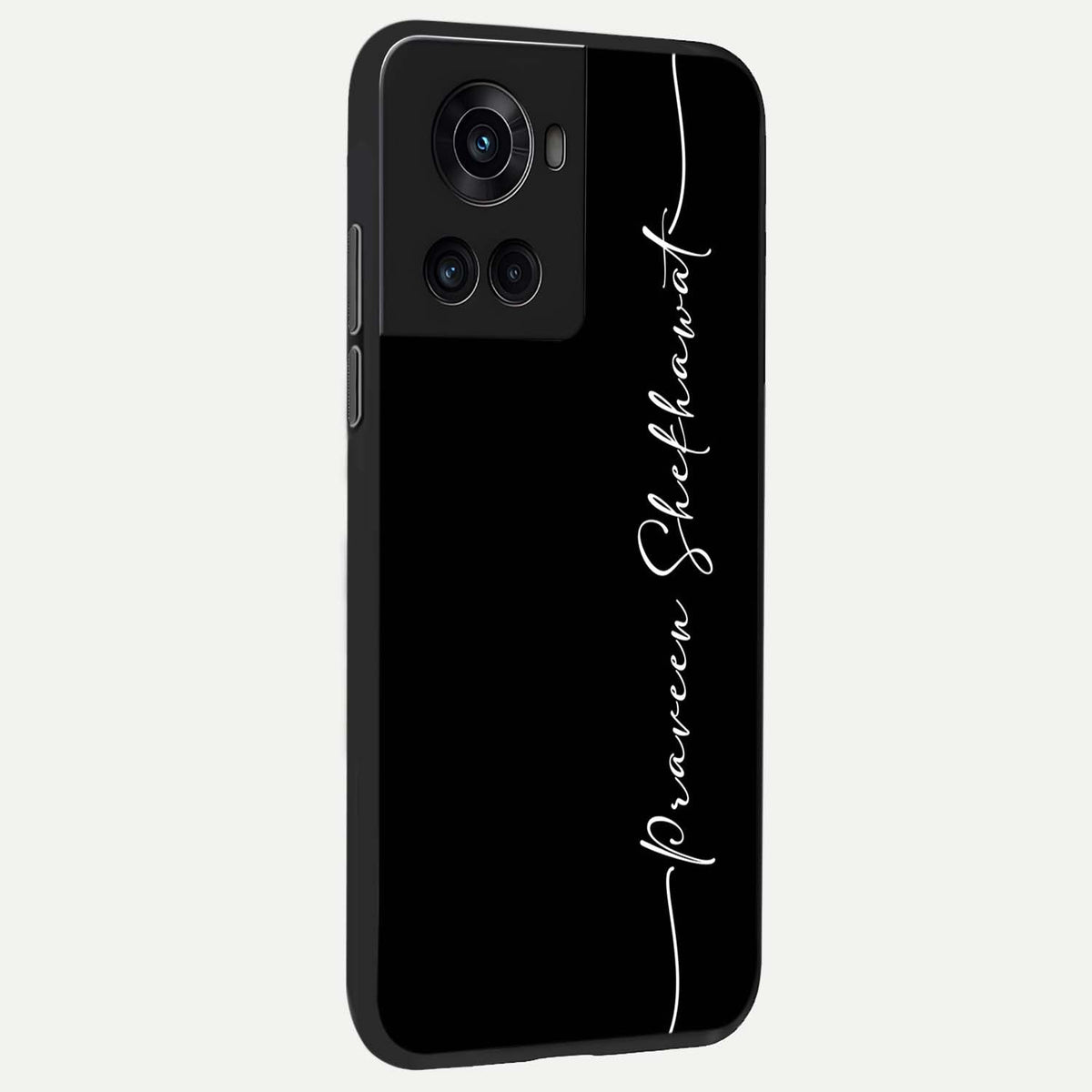 Black Tune Custom Name back cover For OnePlus 10R slim fit glass case with vibrant aesthetic design