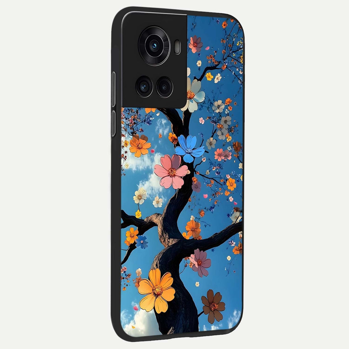  Blossom Dream Sky back cover For OnePlus 10R slim fit glass case with vibrant aesthetic design
