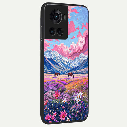  Blossom Valley Dream back cover For OnePlus 10R slim fit glass case with vibrant aesthetic design