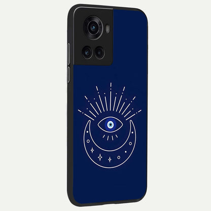  Blue Evil Eye back cover For OnePlus 10R slim fit glass case with vibrant aesthetic design