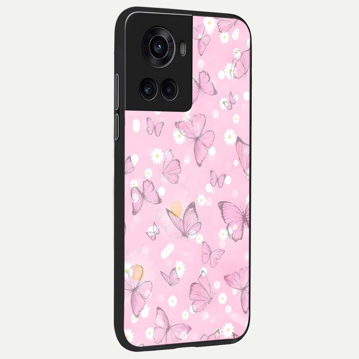  Blush Butterfly Garden back cover For OnePlus 10R slim fit glass case with vibrant aesthetic design