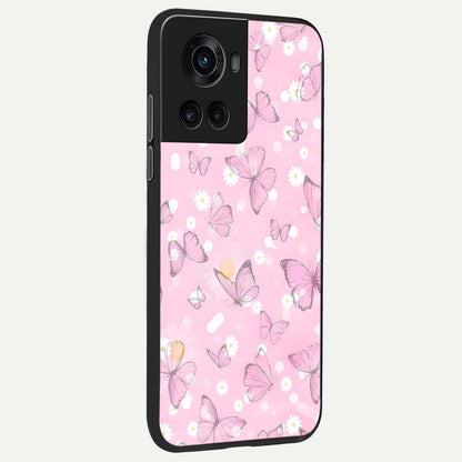  Blush Butterfly Garden back cover For OnePlus 10R slim fit glass case with vibrant aesthetic design