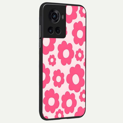 Blush Flower Pop back cover For OnePlus 10R slim fit glass case with vibrant aesthetic design