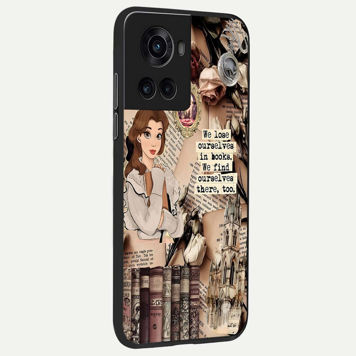  Bookish Dream World back cover For OnePlus 10R slim fit glass case with vibrant aesthetic design