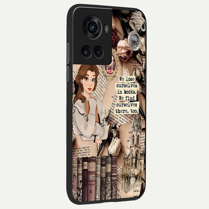  Bookish Dream World back cover For OnePlus 10R slim fit glass case with vibrant aesthetic design