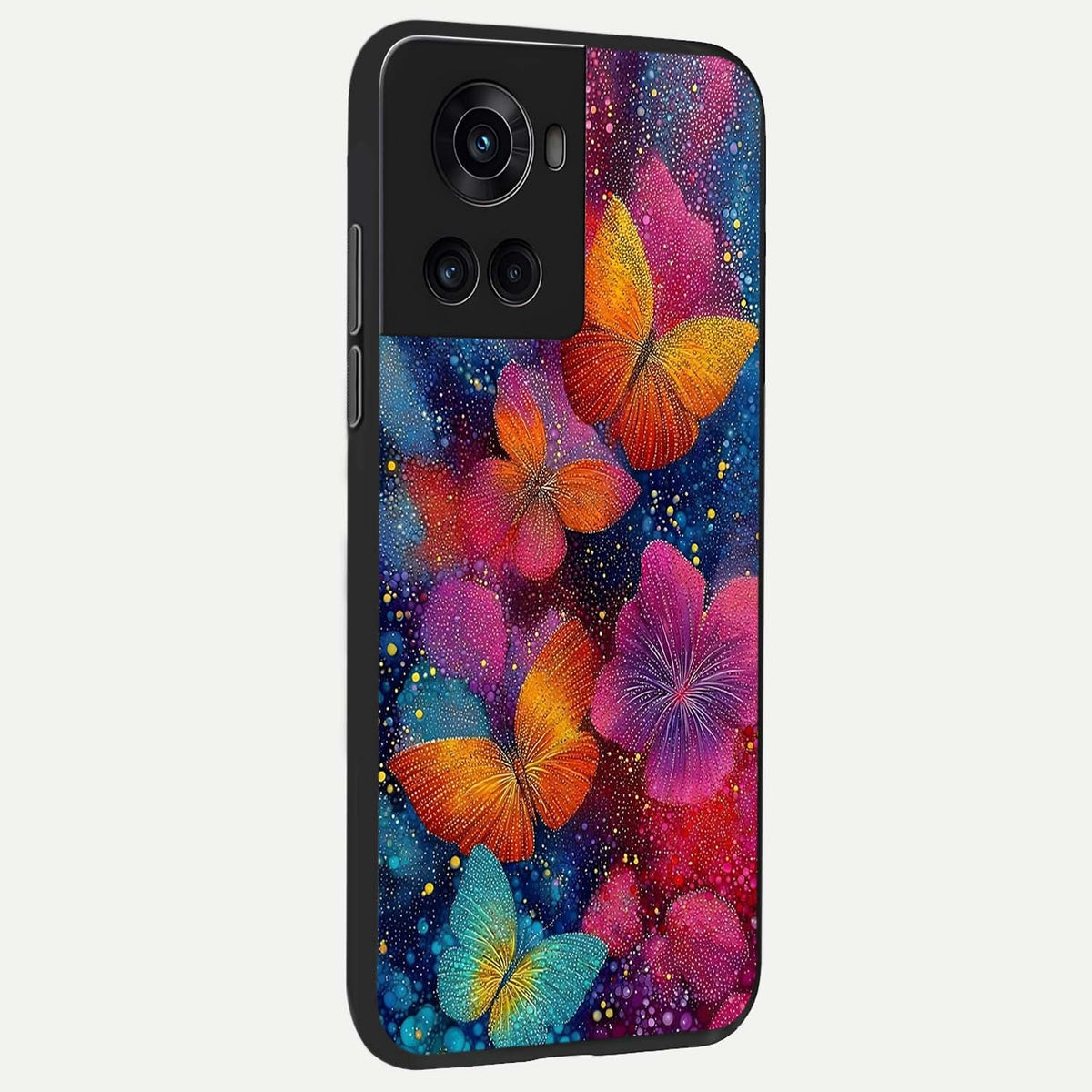  Butterfly Dream Mist back cover For OnePlus 10R slim fit glass case with vibrant aesthetic design
