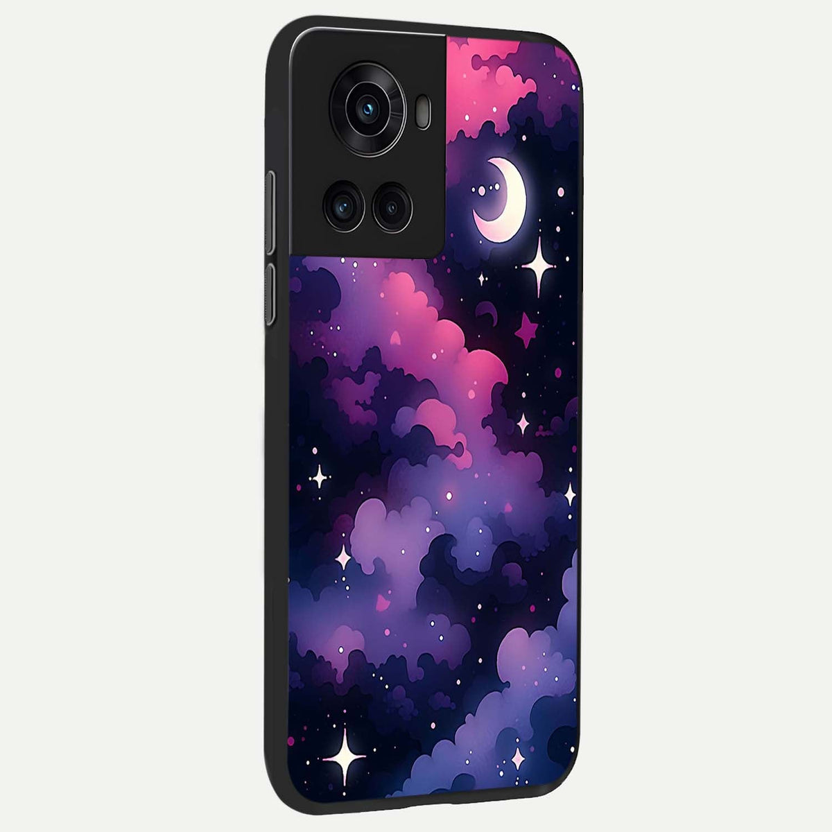  Celestial Moon Magic back cover For OnePlus 10R slim fit glass case with vibrant aesthetic design