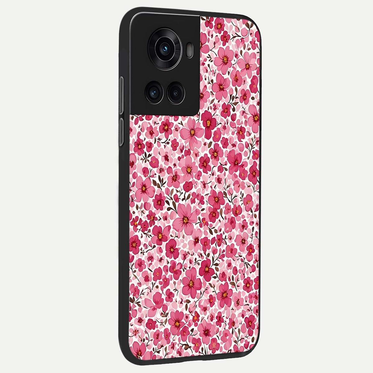  Cherry Blossom Charm back cover For OnePlus 10R slim fit glass case with vibrant aesthetic design