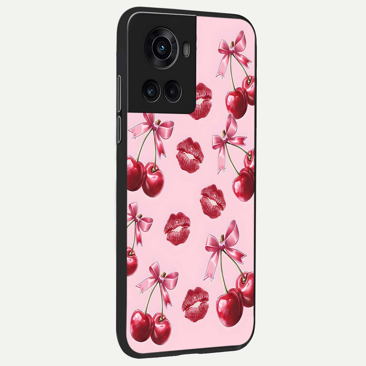  Cherry With Lips back cover For OnePlus 10R slim fit glass case with vibrant aesthetic design