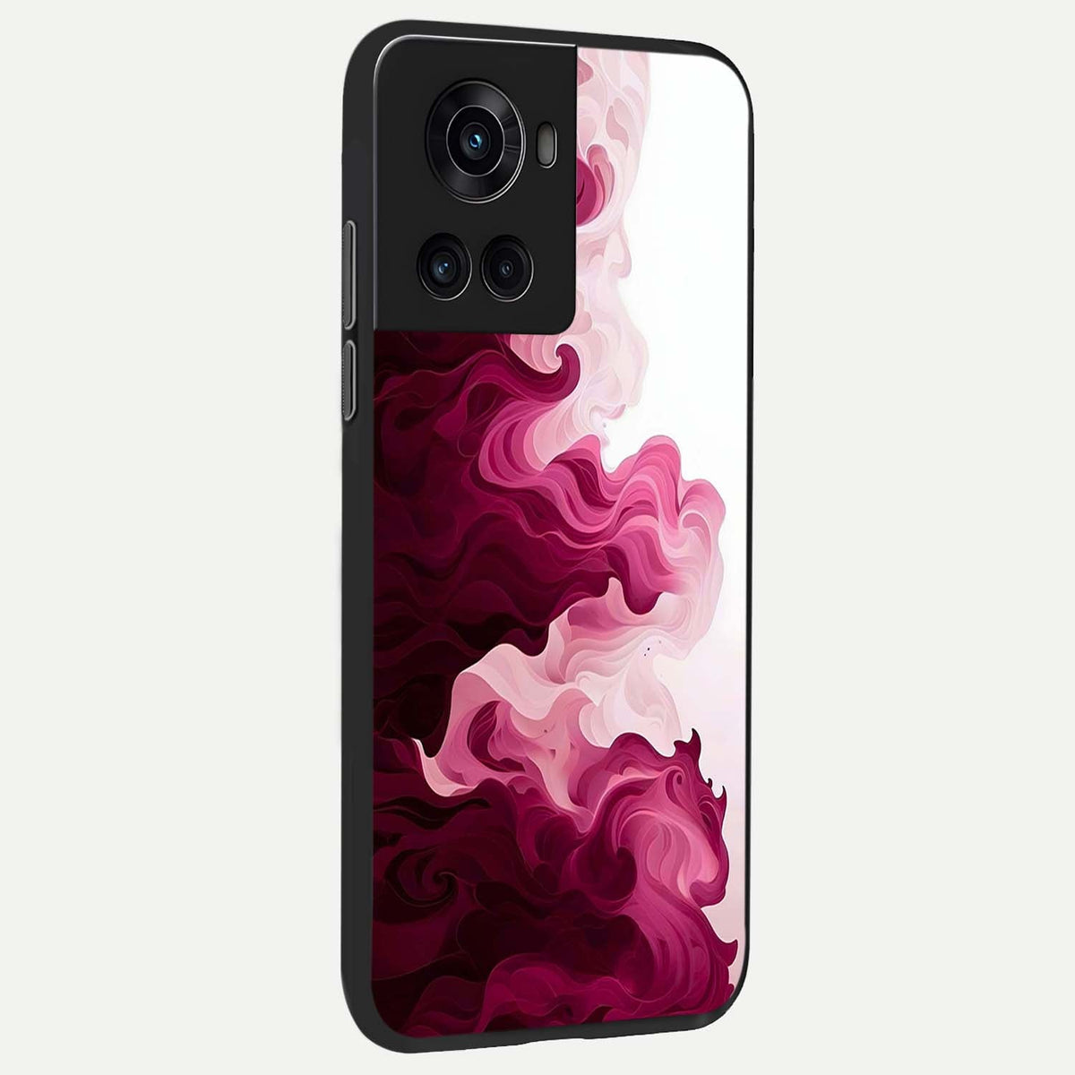  Crimson Wave Flow back cover For OnePlus 10R slim fit glass case with vibrant aesthetic design