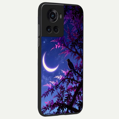  Crow And Moon Scenery back cover For OnePlus 10R slim fit glass case with vibrant aesthetic design