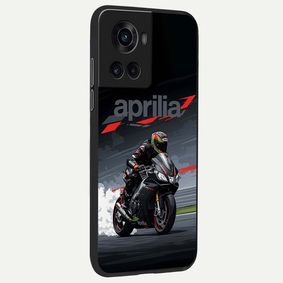  Dark Aprilla back cover For OnePlus 10R slim fit glass case with vibrant aesthetic design