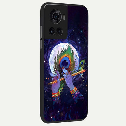  Krishna Hands Art back cover For OnePlus 10R slim fit glass case with vibrant aesthetic design