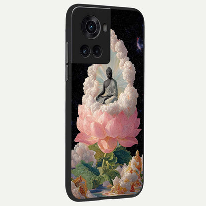  Lotus Divine Peace back cover For OnePlus 10R slim fit glass case with vibrant aesthetic design