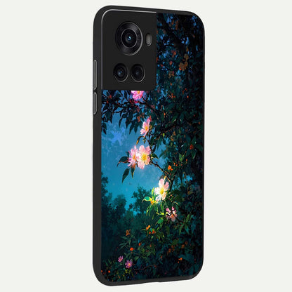 Midnight Bloom Glow back cover For OnePlus 10R slim fit glass case with vibrant aesthetic design