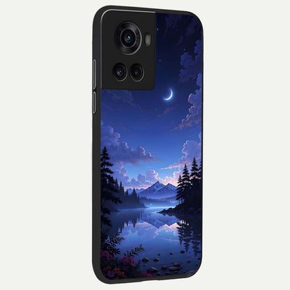  Midnight Lake Peace back cover For OnePlus 10R slim fit glass case with vibrant aesthetic design