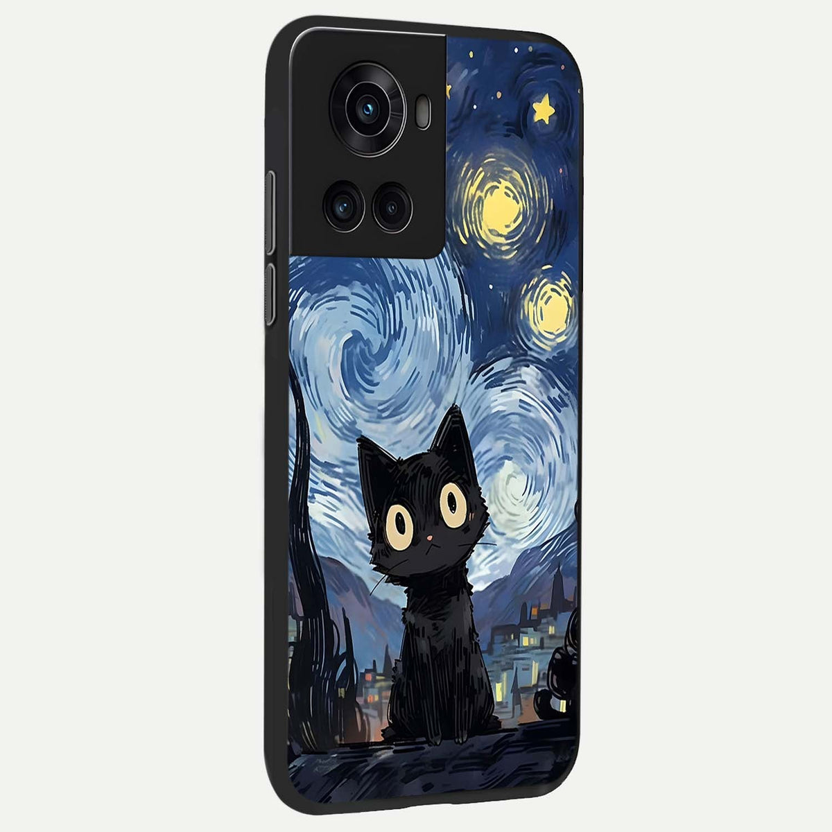  Van Gogh Cat back cover For OnePlus 10R slim fit glass case with vibrant aesthetic design
