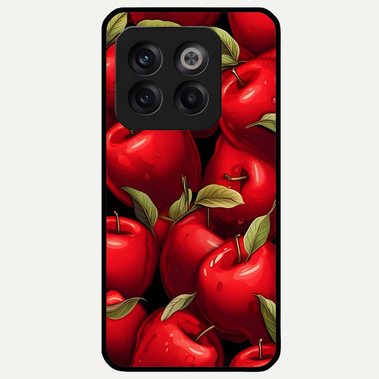  Apple Pattern Glass Case For OnePlus 10T back cover – full design glossy printed glass finish