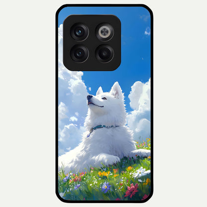  Blissful Cloud Pup Glass Case For OnePlus 10T back cover – full design glossy printed glass finish