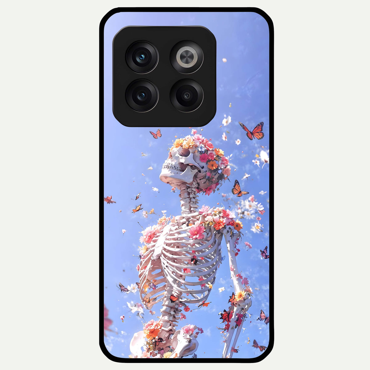  Bloom Beyond Bones Glass Case For OnePlus 10T back cover – full design glossy printed glass finish