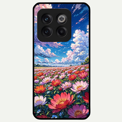  Blossom Sky Field Glass Case For OnePlus 10T back cover – full design glossy printed glass finish