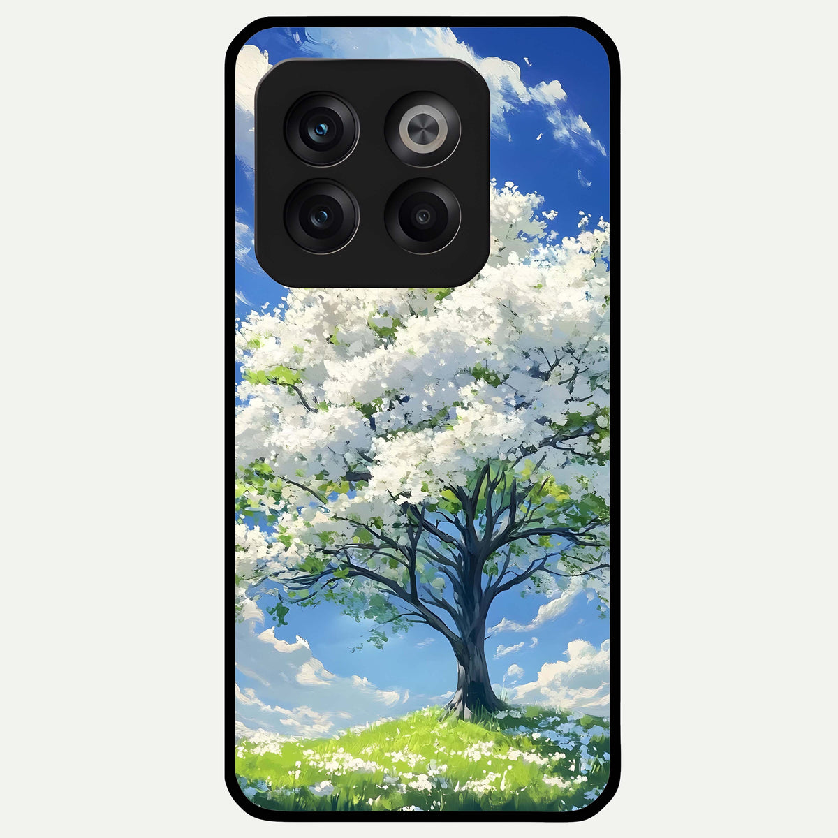  Blossom Sky Serenity Glass Case For OnePlus 10T back cover – full design glossy printed glass finish