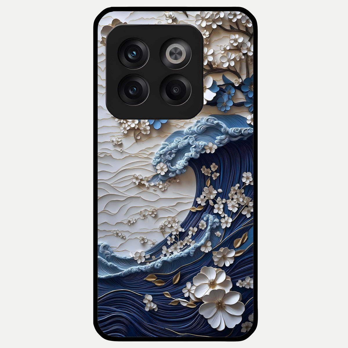  Blossom Wave Art Glass Case For OnePlus 10T back cover – full design glossy printed glass finish