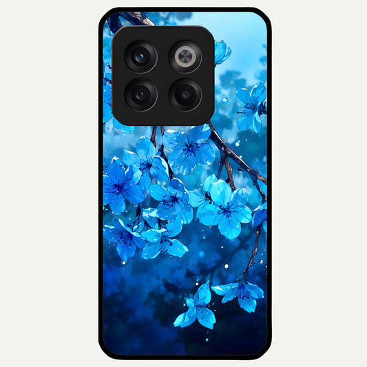 Blue Blossoms Branch Glass Case For OnePlus 10T back cover – full design glossy printed glass finish