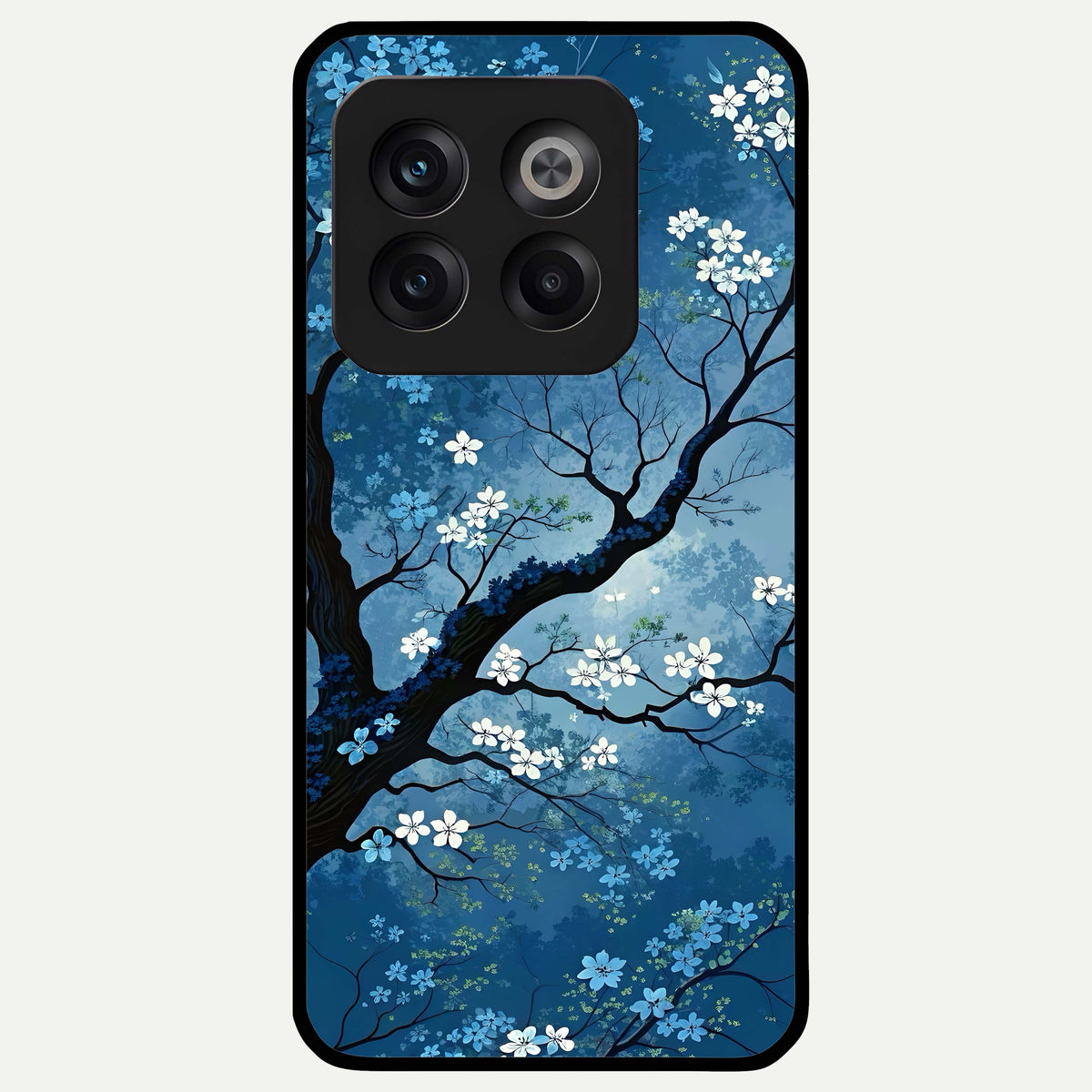  Blue Tree Serenity Glass Case For OnePlus 10T back cover – full design glossy printed glass finish