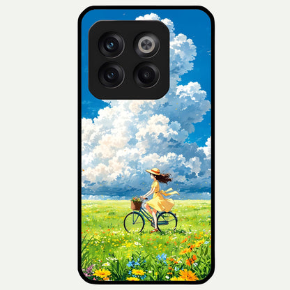  Breezy Meadow Ride Glass Case For OnePlus 10T back cover – full design glossy printed glass finish