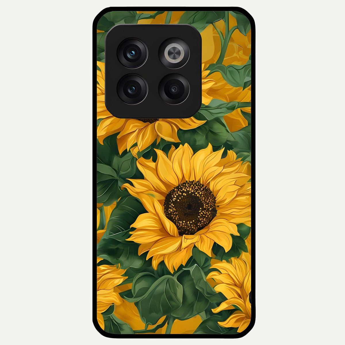 Bright Sunflower Bloom Glass Case For OnePlus 10T back cover – full design glossy printed glass finish