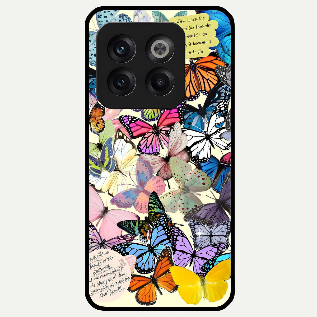  Butterflies Petal Dream Glass Case For OnePlus 10T back cover – full design glossy printed glass finish