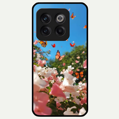  Butterflies In Bloom Sky Glass Case For OnePlus 10T back cover – full design glossy printed glass finish