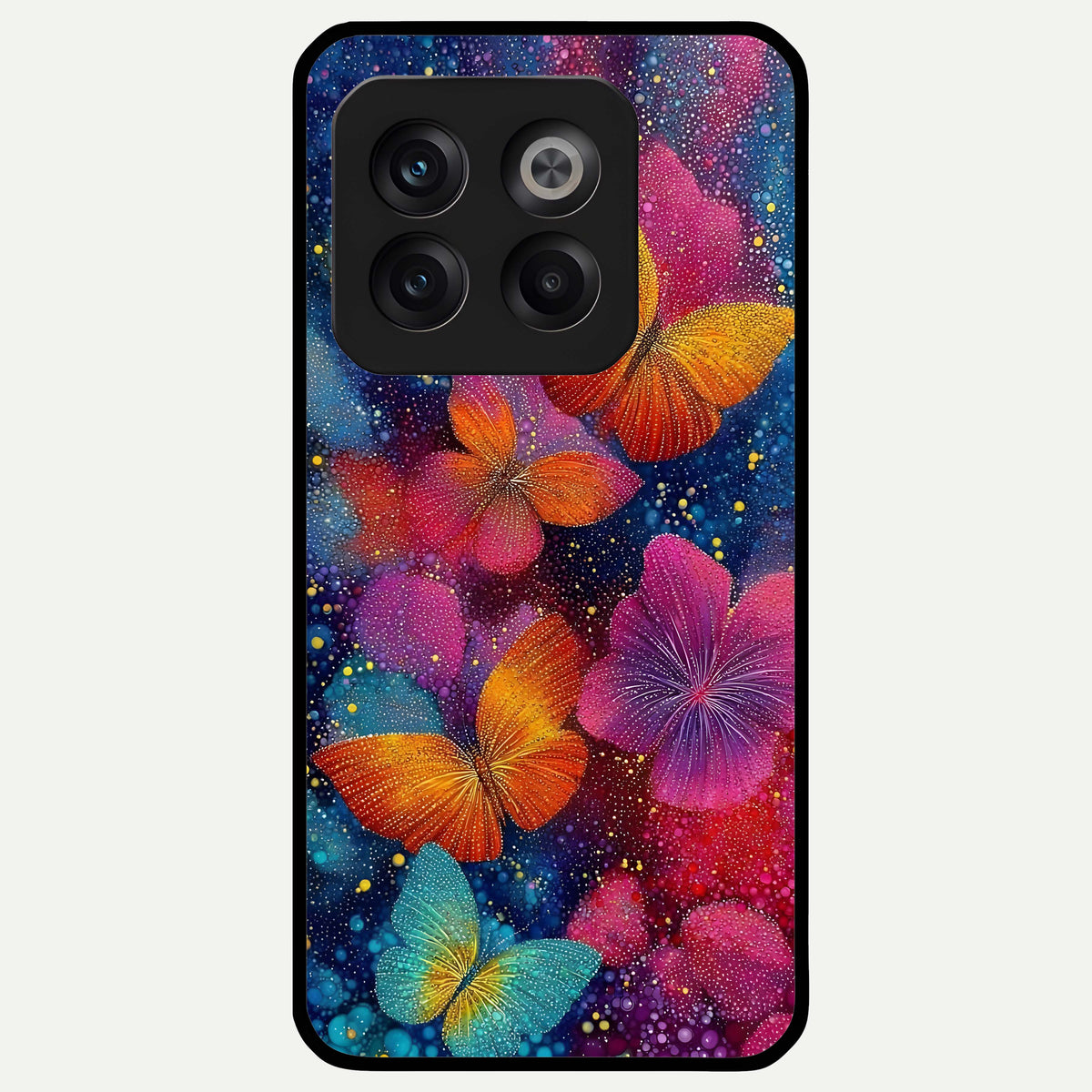  Butterfly Dream Mist Glass Case For OnePlus 10T back cover – full design glossy printed glass finish