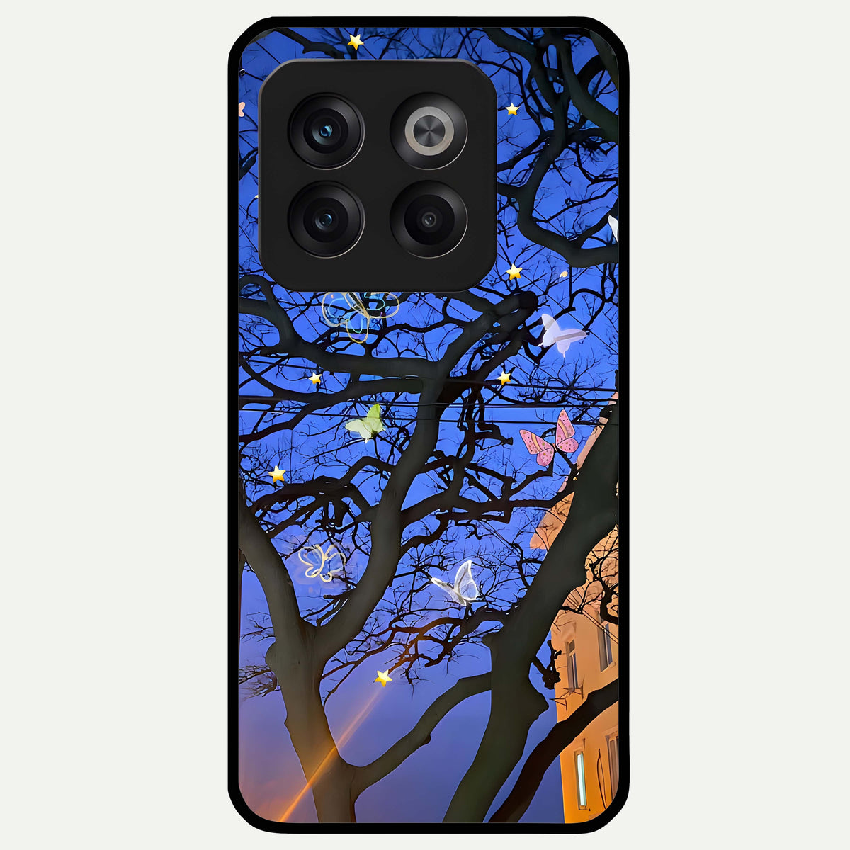  Butterfly Night Magic Glass Case For OnePlus 10T back cover – full design glossy printed glass finish
