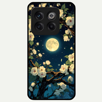  Celestial Moon And Flower Glass Case For OnePlus 10T back cover – full design glossy printed glass finish