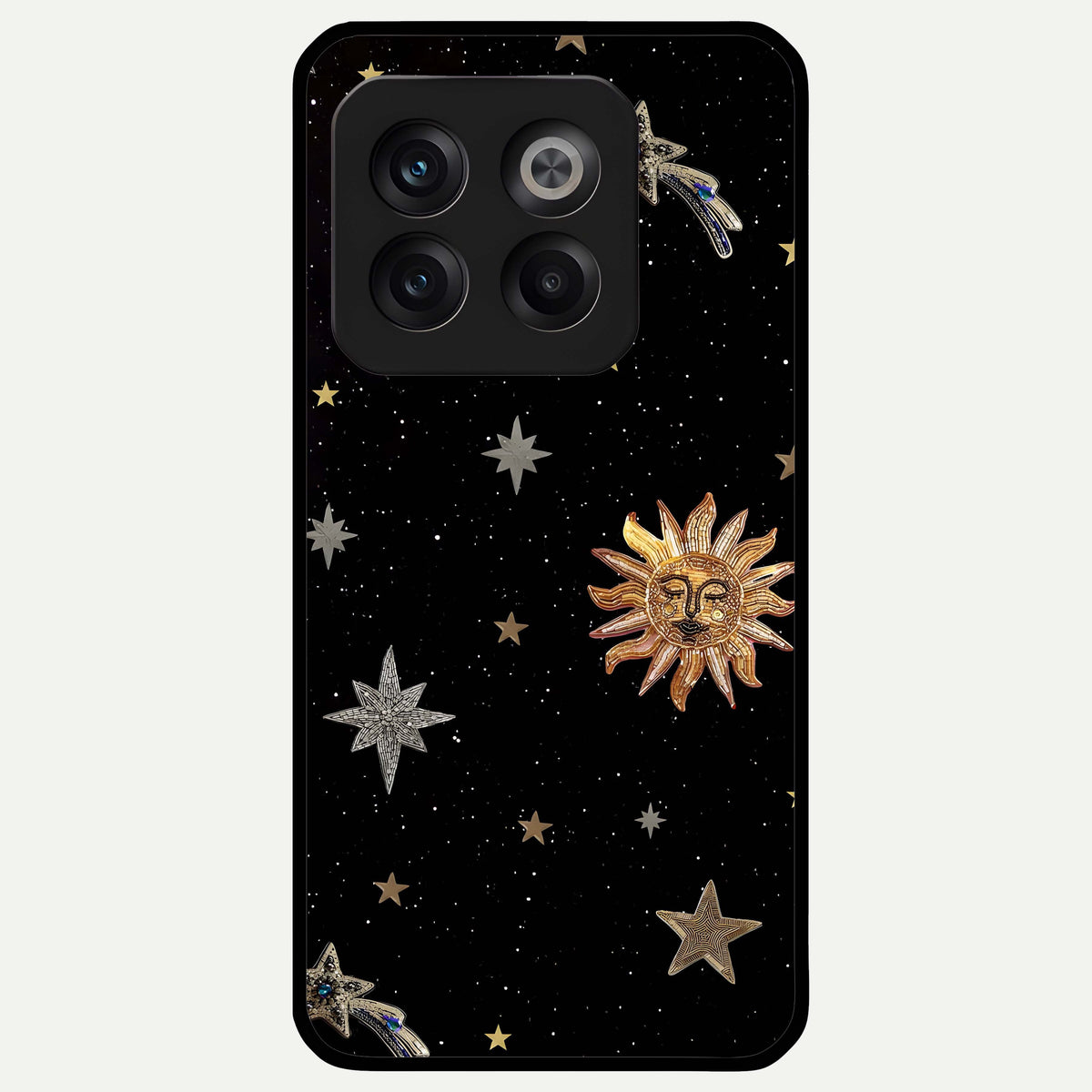  Celestial Moon With Stars Glass Case For OnePlus 10T back cover – full design glossy printed glass finish