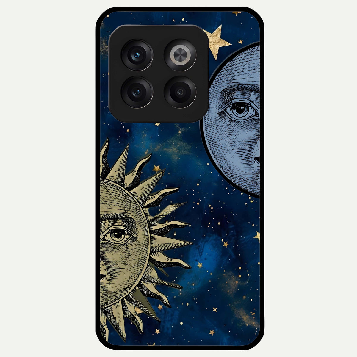  Celestial Moon With Sun Glass Case For OnePlus 10T back cover – full design glossy printed glass finish