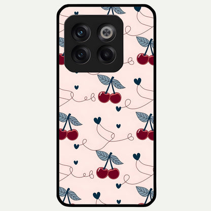  Cherry Heart Line Glass Case For OnePlus 10T back cover – full design glossy printed glass finish