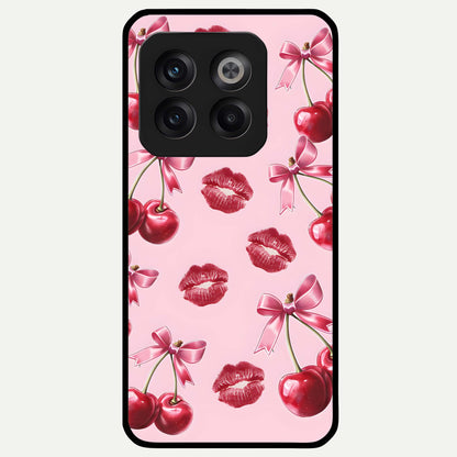  Cherry With Lips Glass Case For OnePlus 10T back cover – full design glossy printed glass finish