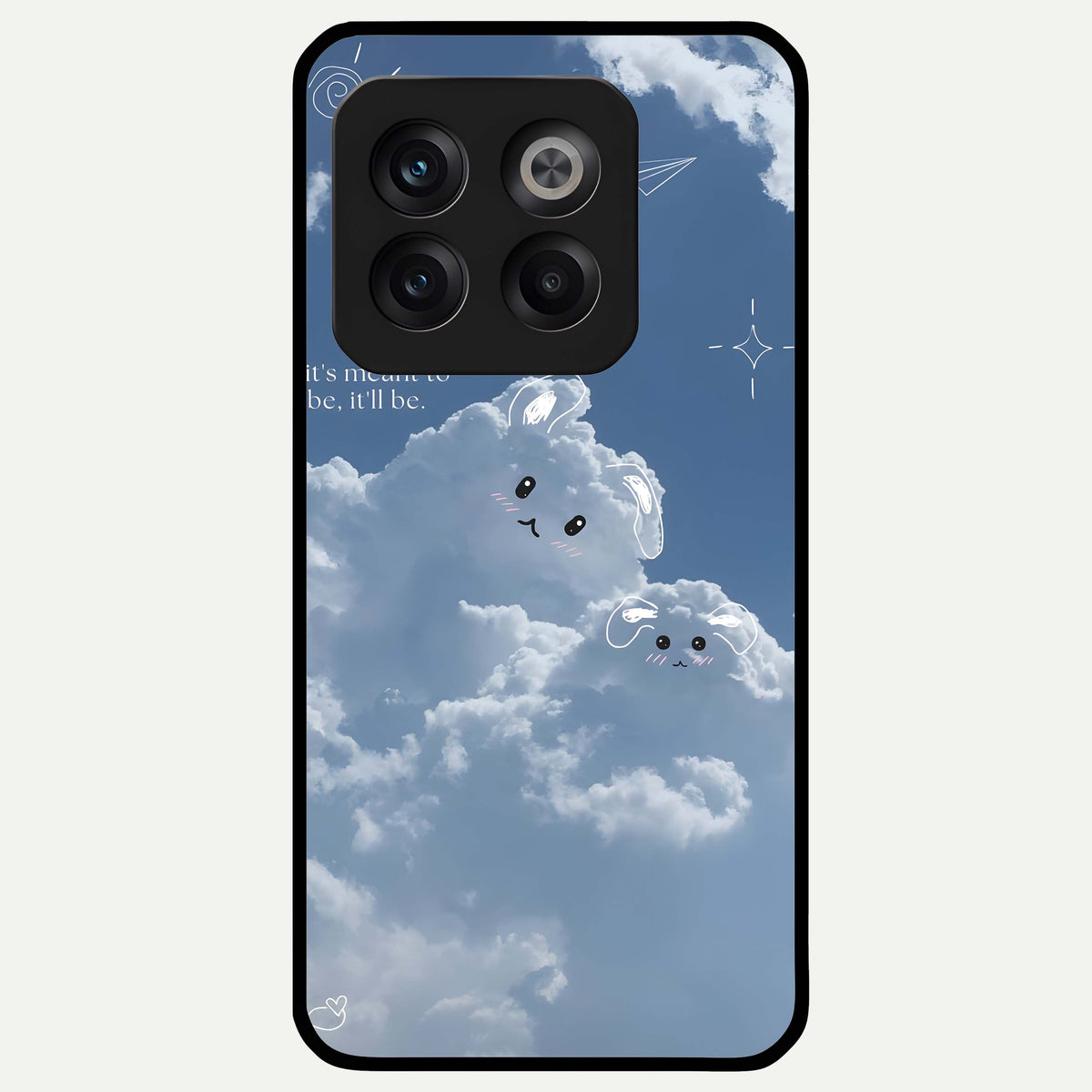  Cloud Bunny Dreams Glass Case For OnePlus 10T back cover – full design glossy printed glass finish