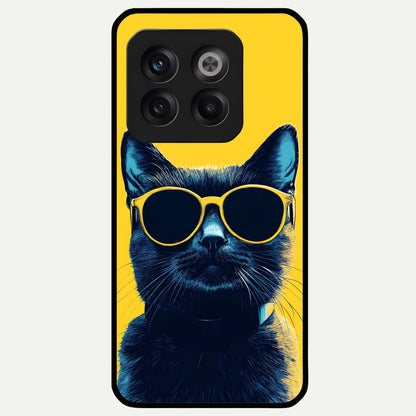  Cool Cat Vibes Glass Case For OnePlus 10T back cover – full design glossy printed glass finish