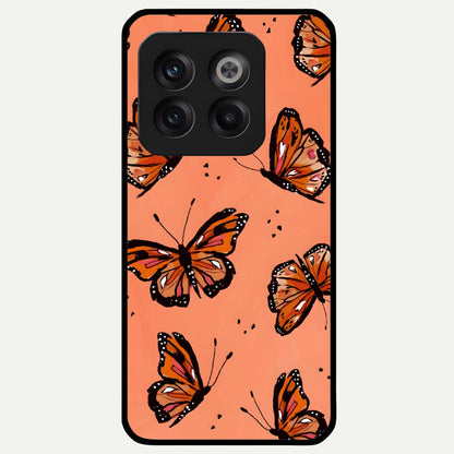  Coral Wing Butterfly Glass Case For OnePlus 10T back cover – full design glossy printed glass finish