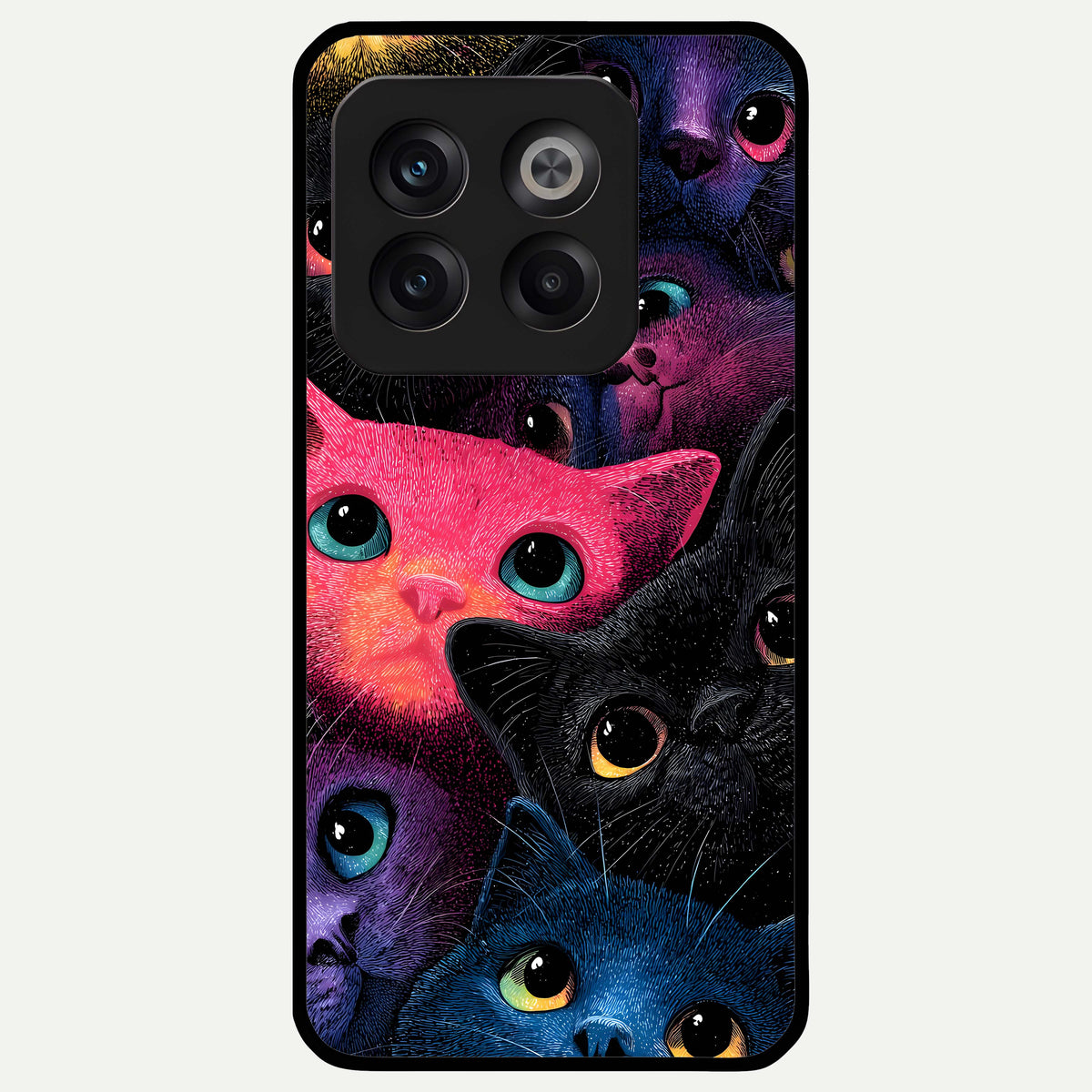 Cosmic Cats Dreams Glass Case For OnePlus 10T back cover – full design glossy printed glass finish