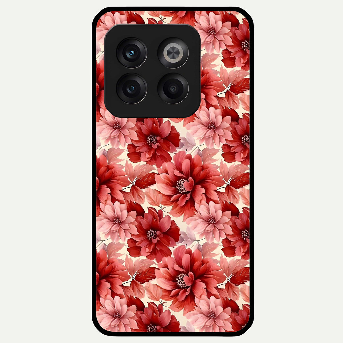  Crimson Love Petals Glass Case For OnePlus 10T back cover – full design glossy printed glass finish